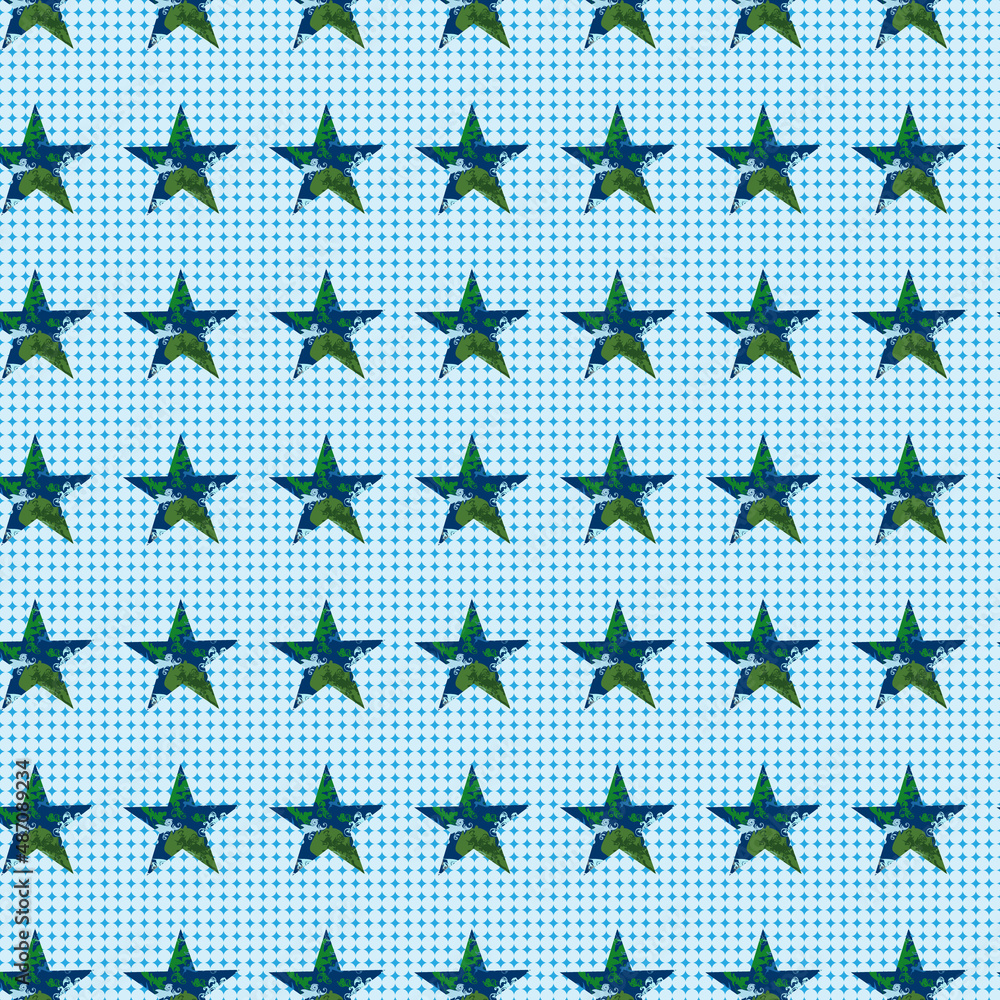 Fototapeta premium seamless background with stars with earth pattern. vector graphics