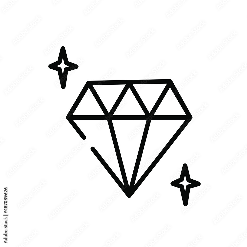 Single line icon, vector illustration. Image of a diamond and stars. Suitable for websites and social networks. Suitable for beauty professionals. Single line icon, vector illustration. Image of a diamond and stars. Suitable for websites and social networks. Suitable for beauty professionals.