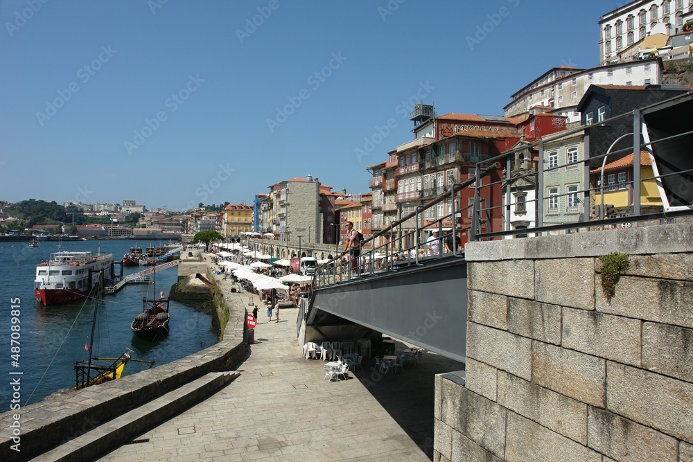 Zona Ribeira with Douro river in Porto - Portugal 