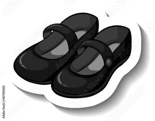 Leather black shoes for women