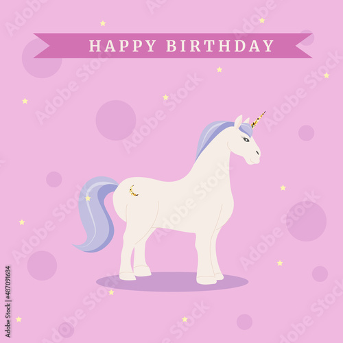Unicorn birthday card in light pink