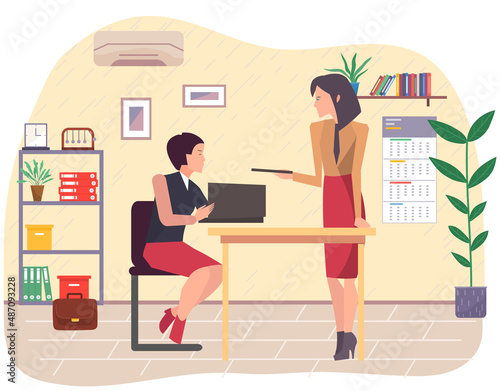 Businesspeople have project strategy planning meeting. Teamwork with business plan, creating new creative project. Meeting to discuss starting business. Colleagues discussing work in entrepreneurship