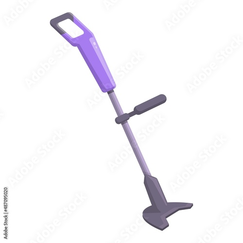 Garden trimmer icon cartoon vector. Lawn mower. String cutter