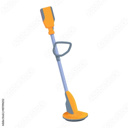 Father grass mower icon cartoon vector. Machine equipment. Cut eater