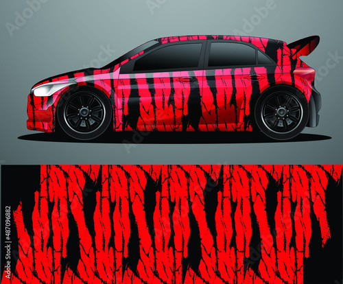 Rally car decal graphic wrap vector, abstract background