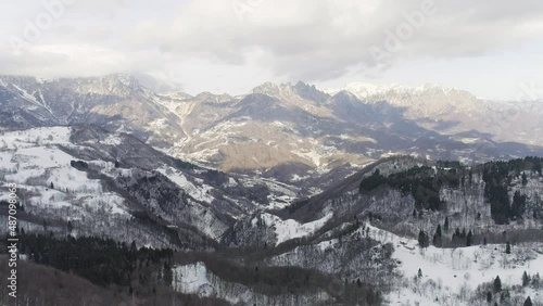 Wallpaper Mural Snow covered mountains in winter - Recoaro, Vicenza, Veneto, Italy - Drone Torontodigital.ca