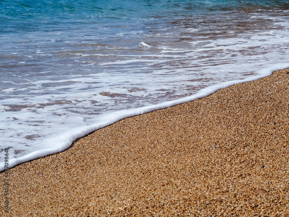 Seascape of sandy seashore. Place for text. Seascape of sandy seashore. Place for text.