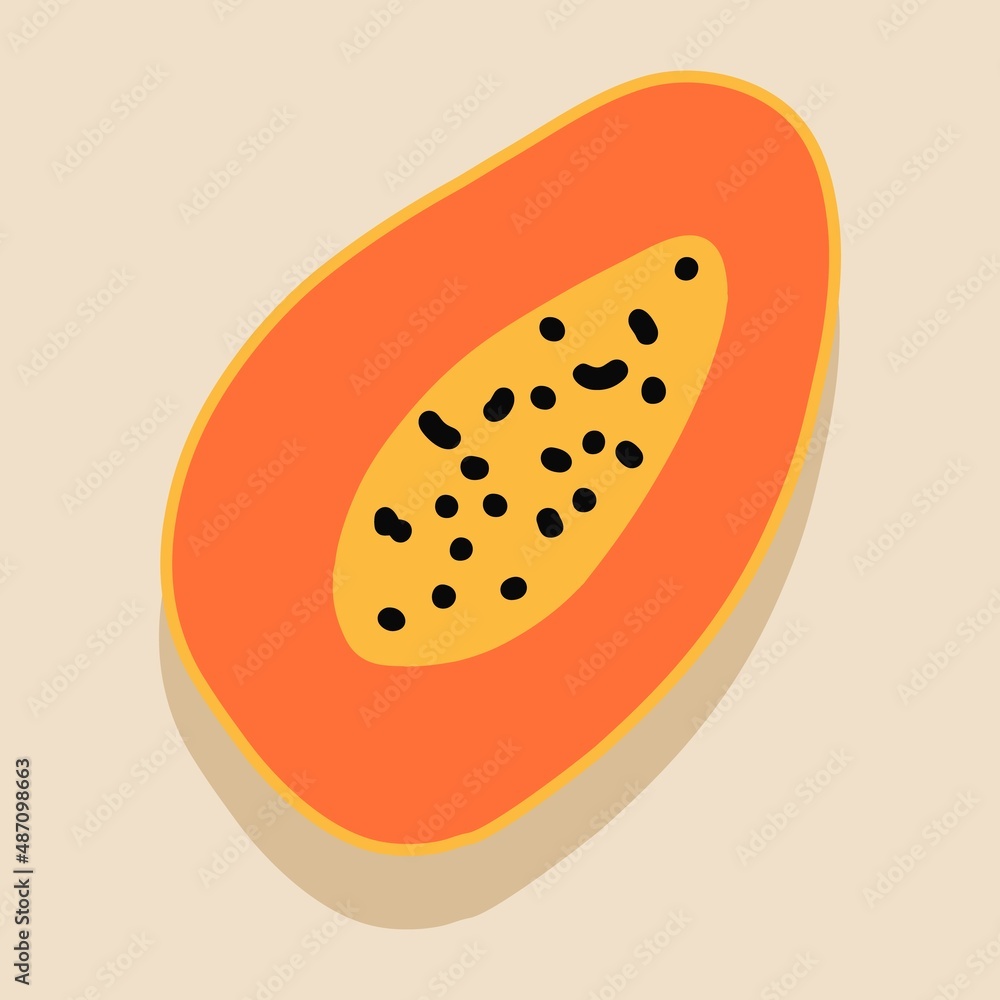 Papaya fruit vector illustration in cartoon style. Healthy nutrition, organic food, vegetarian product. Papaya fruit vector illustration in cartoon style. Healthy nutrition, organic food, vegetarian product.