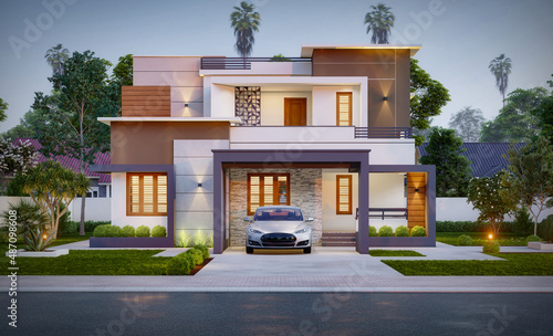 3d illustration of a newly built luxury home