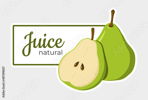 Label for pear juice. A drink made from natural fruits.