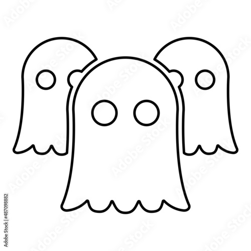 Spirits Ghosts contour outline line icon black color vector illustration image thin flat style