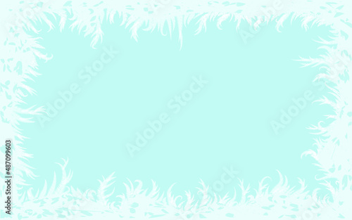 Winter frame with frosted glass, vector illustration