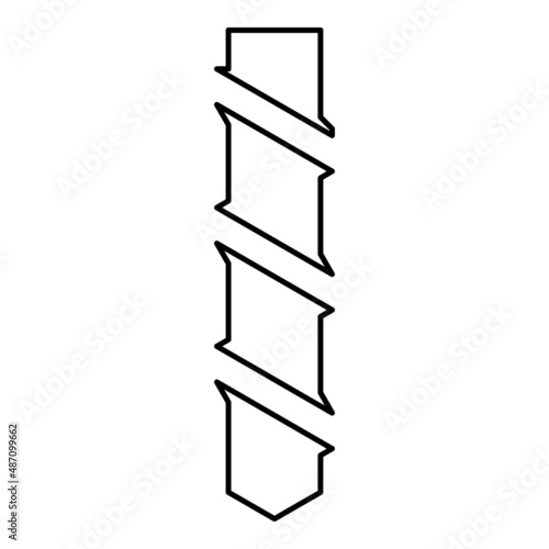 Drill bit auger contour outline line icon black color vector illustration image thin flat style