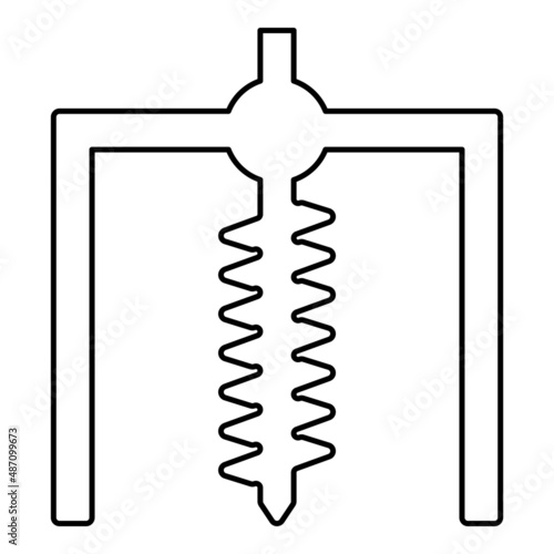 Installation for drilling rig symbol mining bore hole digger earth auger geodetic work contour outline line icon black color vector illustration image thin flat style