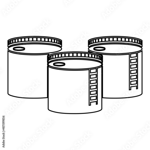 Tanks with oil storage contour outline line icon black color vector illustration image thin flat style