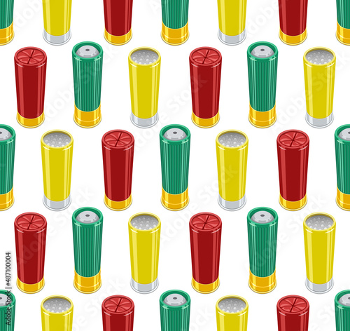 Seamless pattern with different types of shotshells. Vector decorative background illustration.