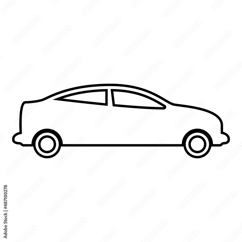 Car sedan contour outline line icon black color vector illustration image thin flat style