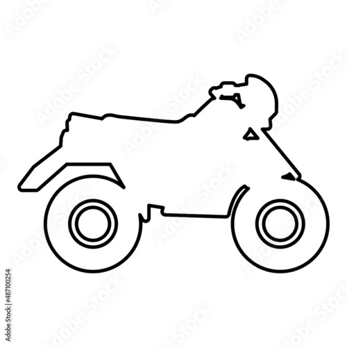 Quad bike ATV moto for ride racing all terrain vehicle contour outline line icon black color vector illustration image thin flat style