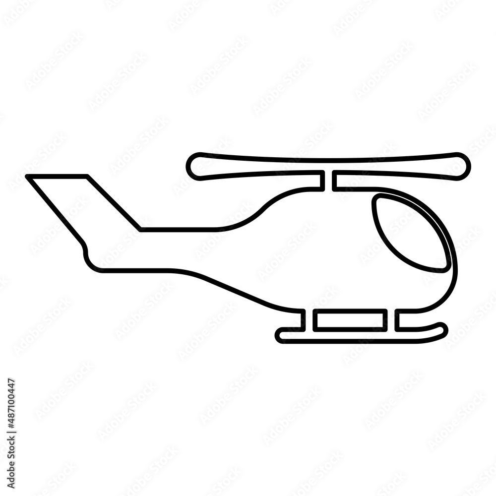 Helicopter chopper in air contour outline line icon black color vector illustration image thin flat style Helicopter chopper in air contour outline line icon black color vector illustration image thin flat style
