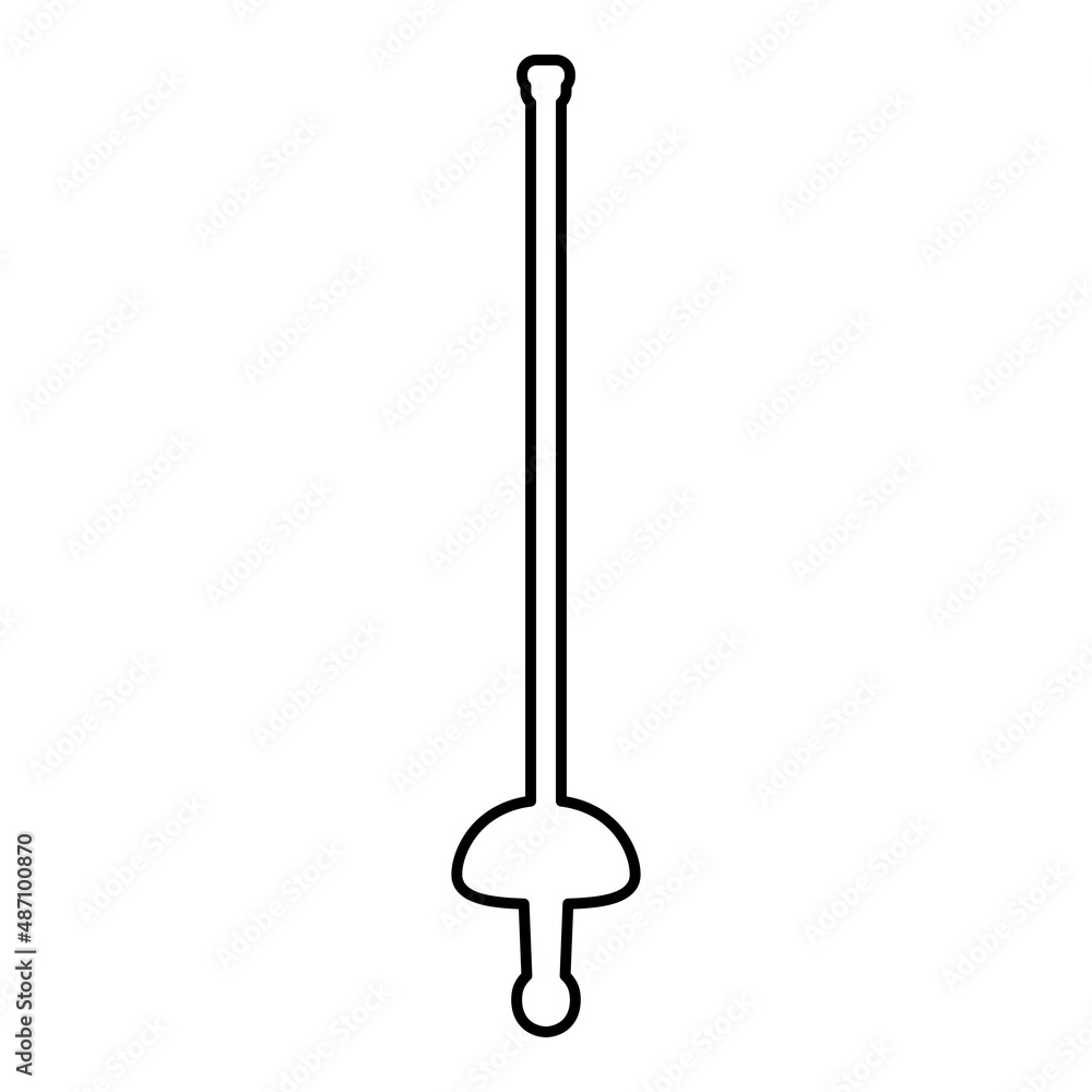 Rapier epee saber fencing sword old cold weaponry melee weapon for sport or duel silhouette contour outline line icon black color vector illustration image thin flat style Rapier epee saber fencing sword old cold weaponry melee weapon for sport or duel silhouette contour outline line icon black color vector illustration image thin flat style
