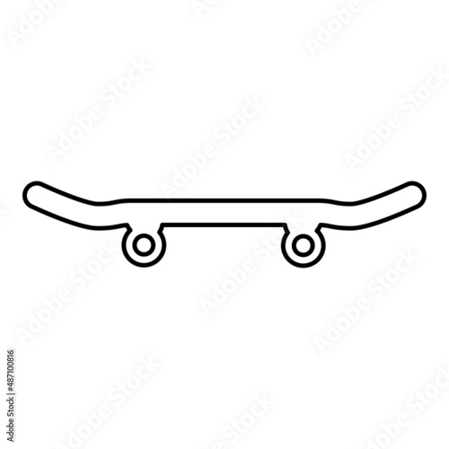 Skateboard longboard contour outline line icon black color vector illustration image thin flat style
