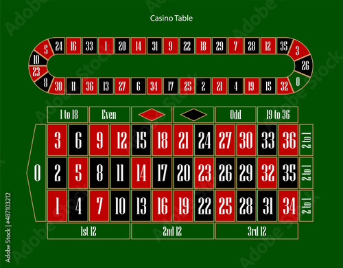 Green casino table. 3D vector. High detailed realistic illustration.