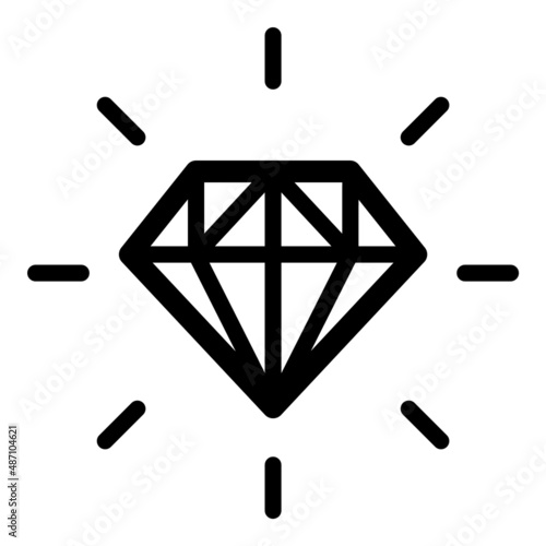 Diamond Gemstone Jewelry Flat Icon Isolated On White Background