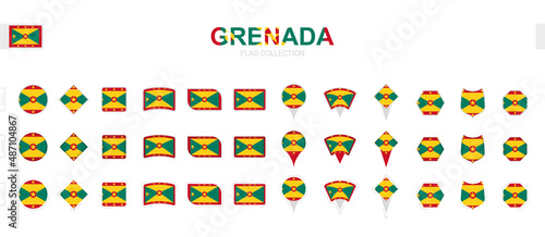 Large collection of Grenada flags of various shapes and effects.