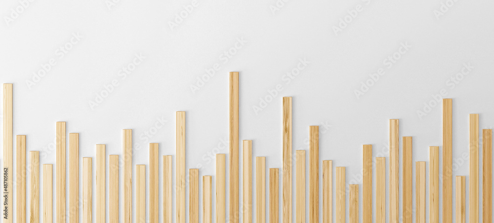 Business chart made of wood sticks on the wall Business chart made of wood sticks on the wall