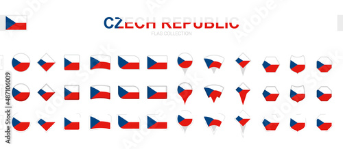 Large collection of Czech Republic flags of various shapes and effects.