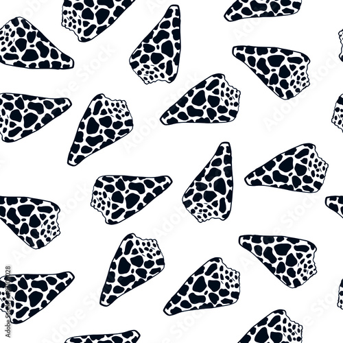 Summer light simple seamless pattern with shell hand sketch. For any textile design, wallpaper or background. Vector for the design.