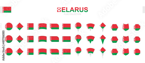 Large collection of Belarus flags of various shapes and effects.