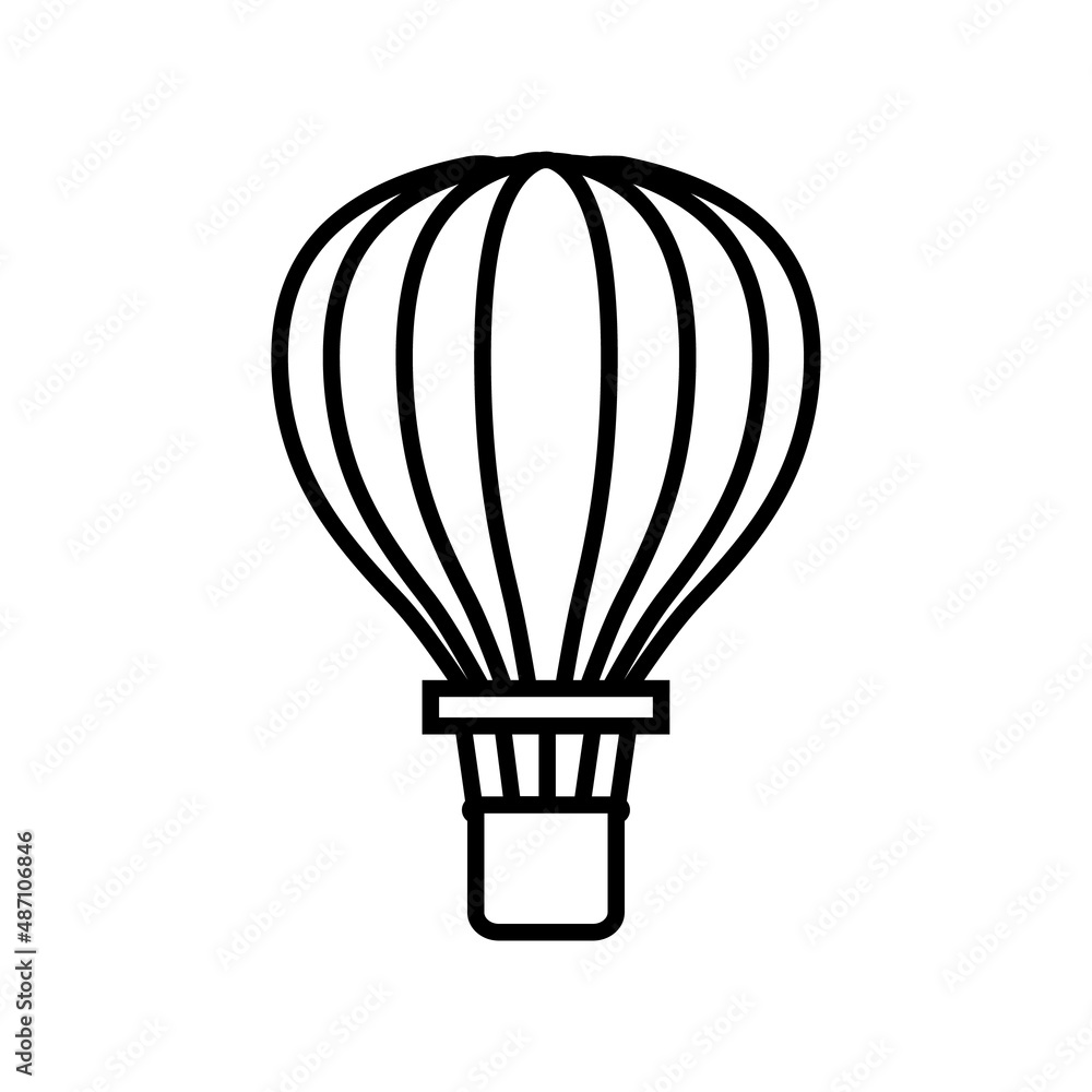 Hot air balloon line icon, vector outline logo isolated on white background