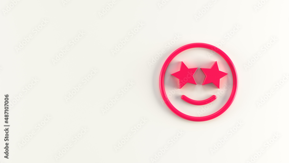 3d Illustration of outlined Smiling Face with starry eyes Emoji on light background. 3d Illustration of outlined Smiling Face with starry eyes Emoji on light background.