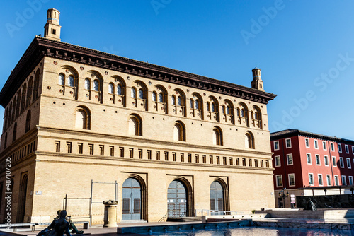 Facade of La Lonja, Renaissance style trading exchange building in the center of Zaragoza, Aragon, Spain, Europe © jeeweevh