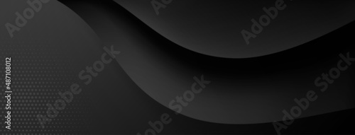 Abstract background made of curved lines and halftone dots in black colors