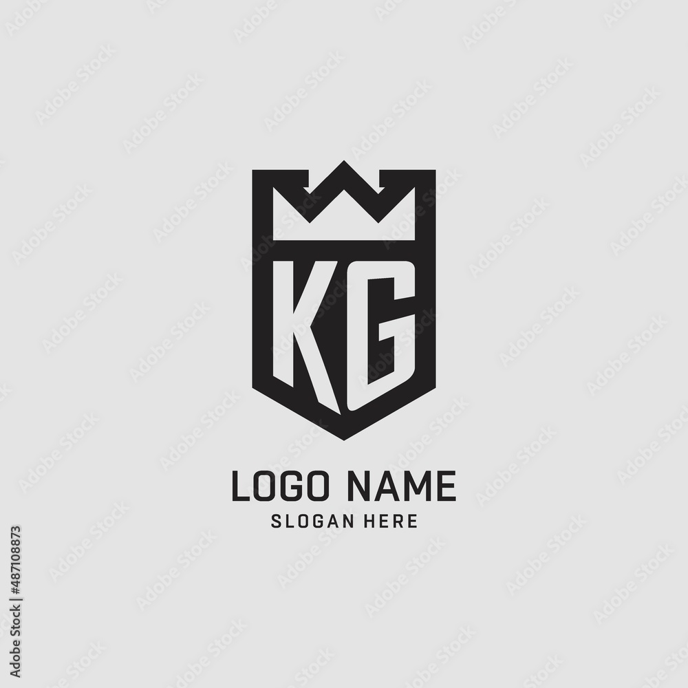 Initial KG logo shield shape, creative esport logo design Stock Vector ...