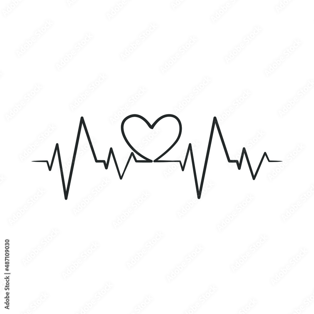 Continuous line drawing of heartbeat monitor pulse, Heart rate