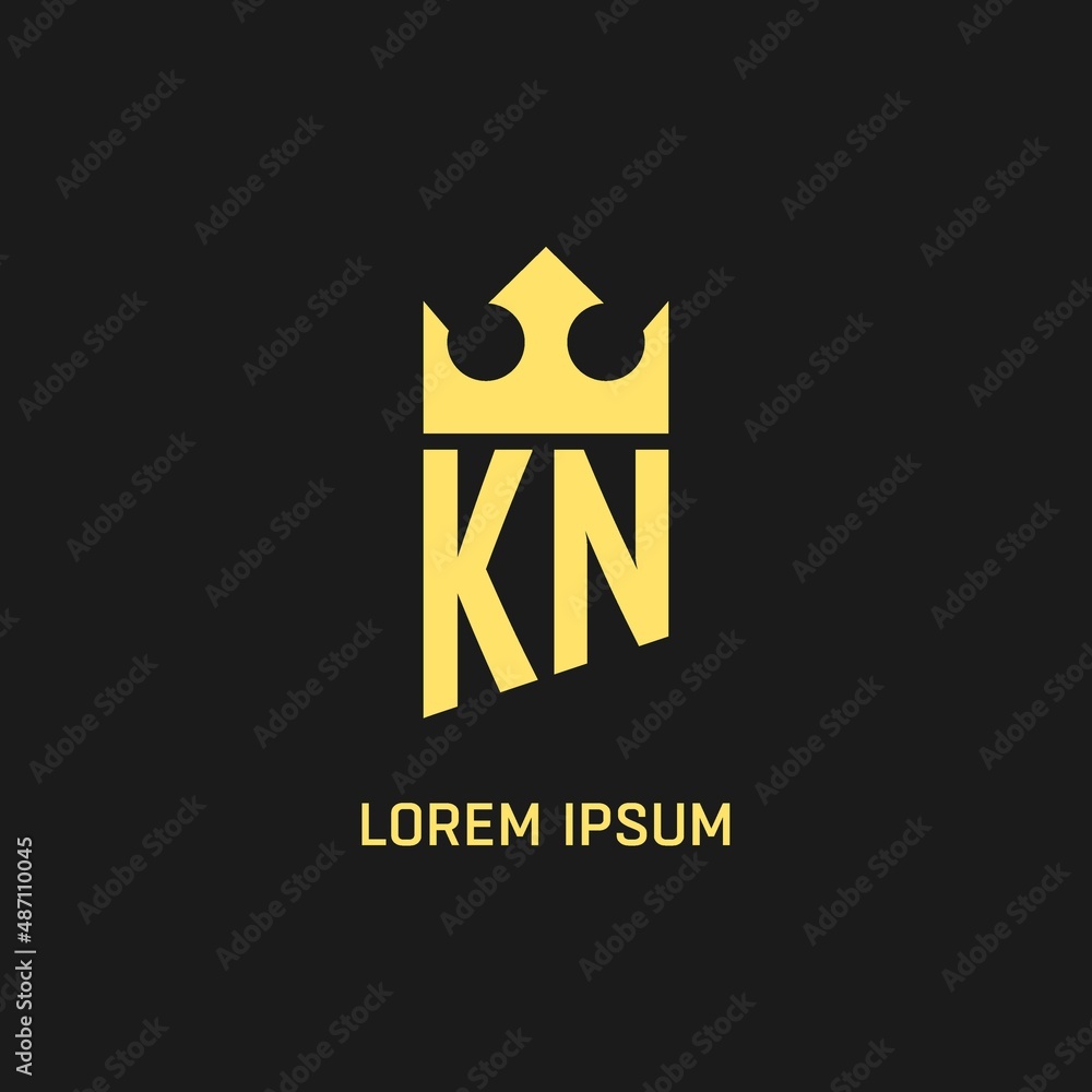 Monogram KN logo shield crown shape, elegant and luxury initial logo ...