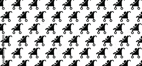 Baby stroller or buggy. Walking for taking care of children. Cartoon vector Baby carriage icon or symbol. Pushchair pictogram. Perambulator pictogram or logo.