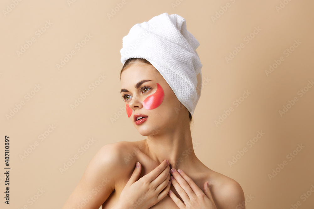 portrait woman patches rejuvenation skin care fun isolated background portrait woman patches rejuvenation skin care fun isolated background