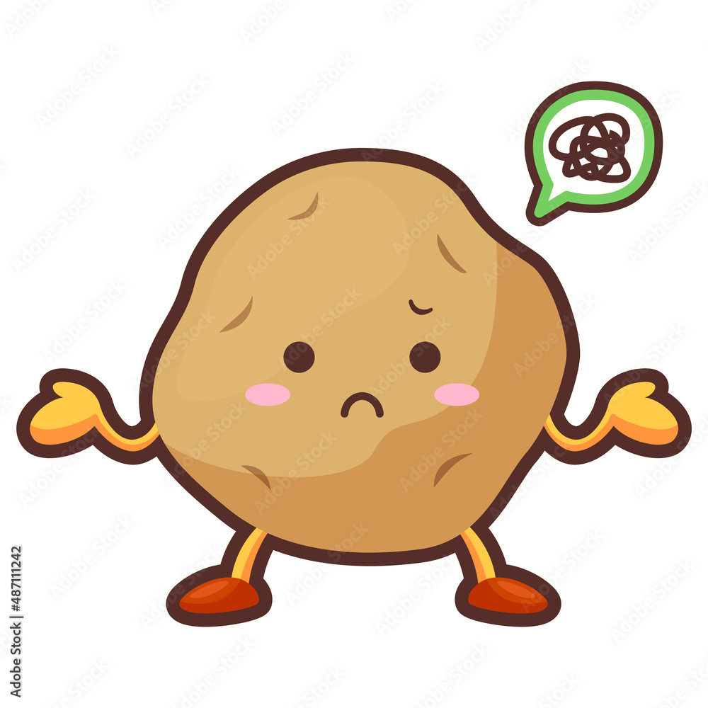 Obraz premium 不満気な顔のかわいいじゃがいものキャラクターのイラスト