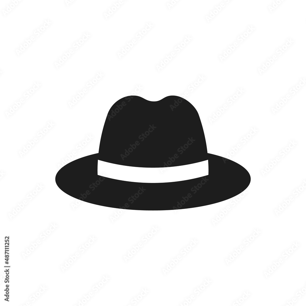 Black hat icon. Fedora. Vector. Flat design. Black hat icon. Fedora. Vector. Flat design.