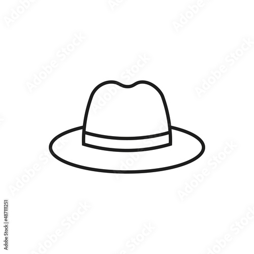 Fedora hat icon. Vector. Line style.