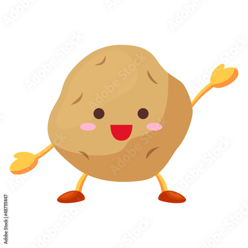 片手を挙げるかわいいじゃがいものキャラクターのイラスト