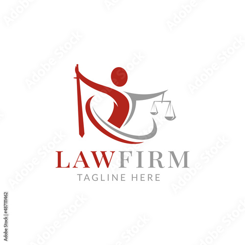 justice people logo, law firm logo design vector illustration