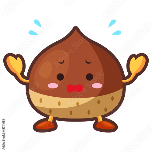 焦っているかわいい栗のキャラクターのイラスト