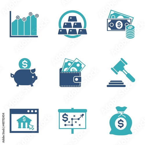 two color finance related icons, simple graphic elements for web and mobile