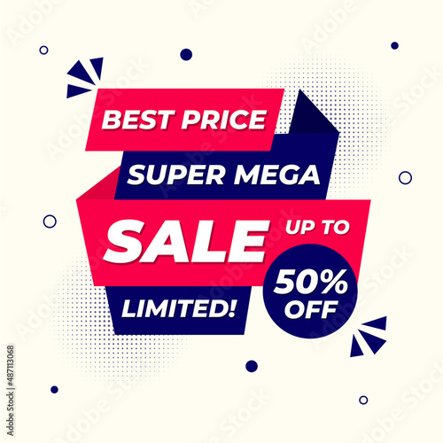 Super mega sale best price sale banner with editable text effect