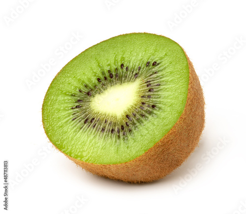 half kiwi fruit slices isolated on white background, Juicy kiwi..